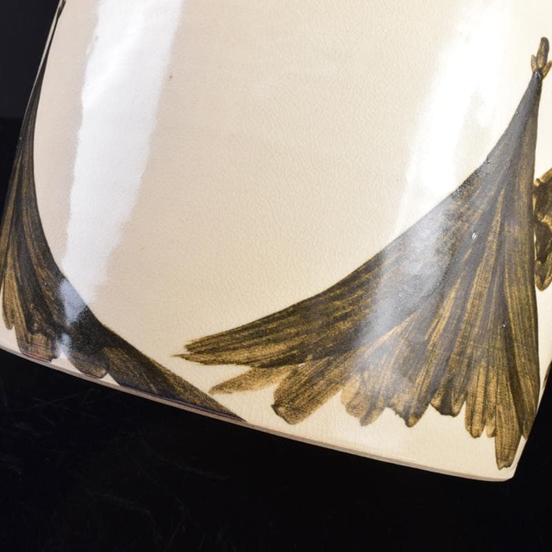 京焼　三浦竹軒造　鉄絵　鳥山水図　水指　共布共箱二重箱　C　R8833B