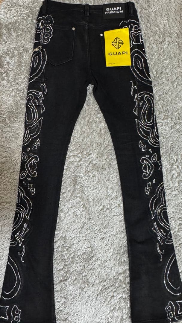 パンツ GUAPI VINTAGE BLACK PAISLEY DENIM SIZE30