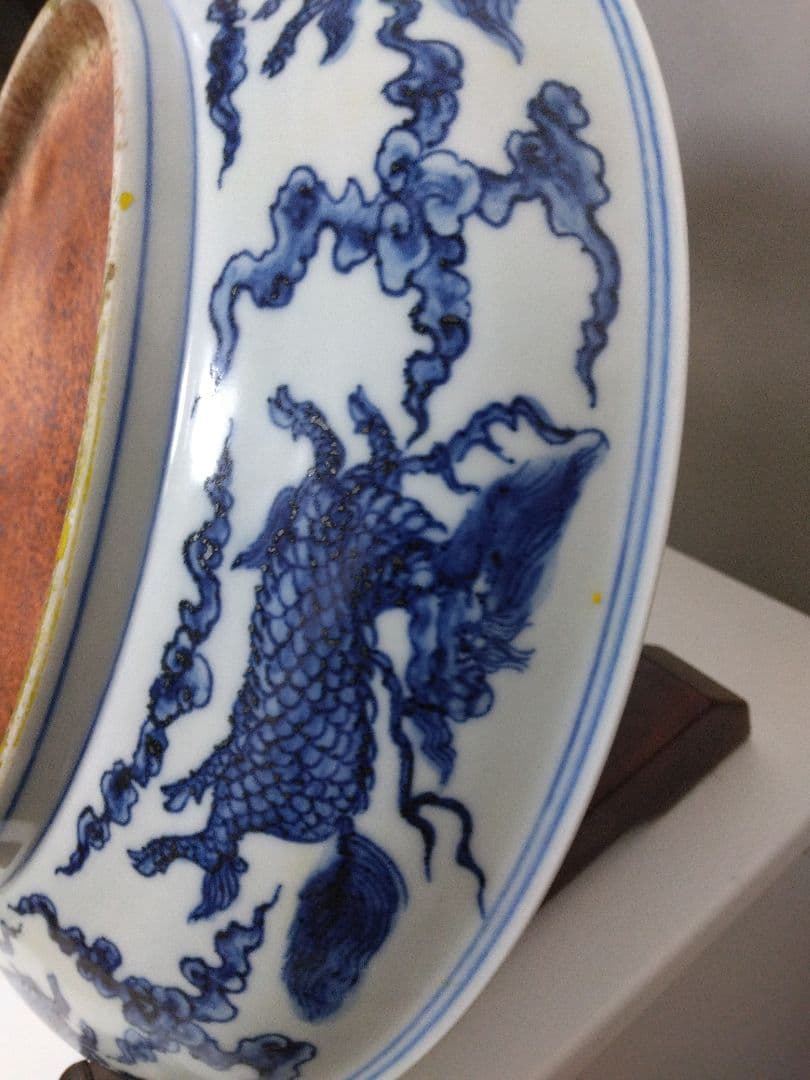 中国美術青花麒麟紋皿