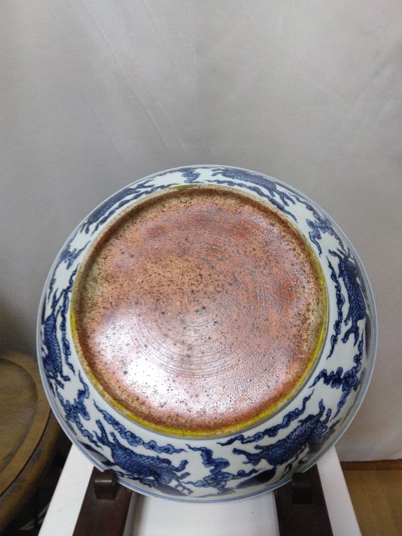 中国美術青花麒麟紋皿