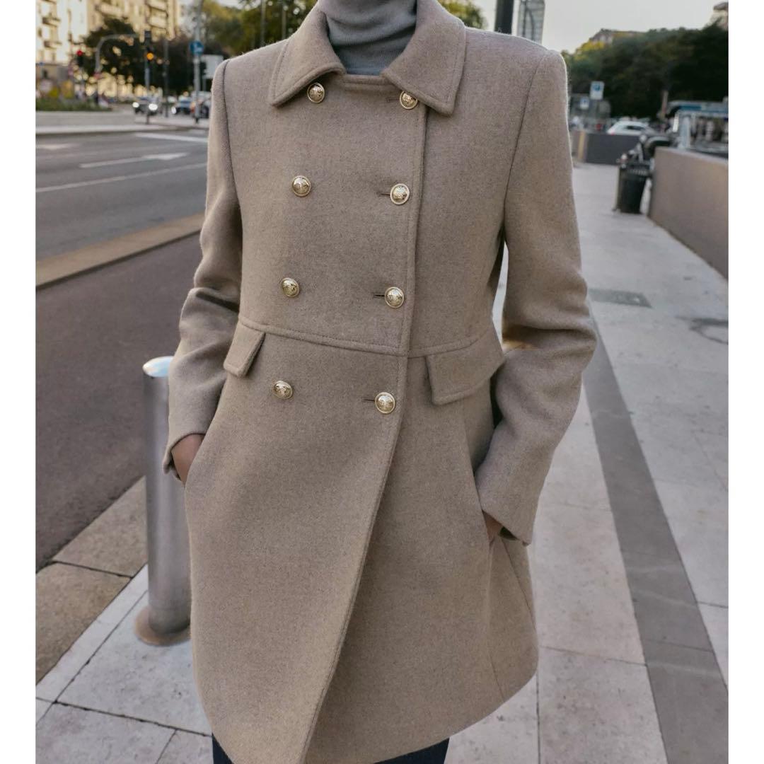 ZARAウール混紡ショート丈ダブルブレストコート Mサイズ 新品