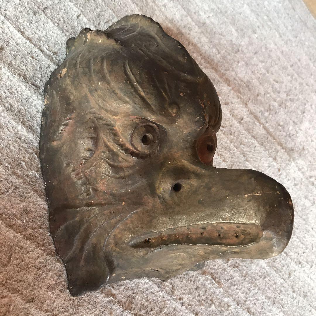 古い伎楽面　迦楼羅面？　大巾値下げ　古い箱見つかる