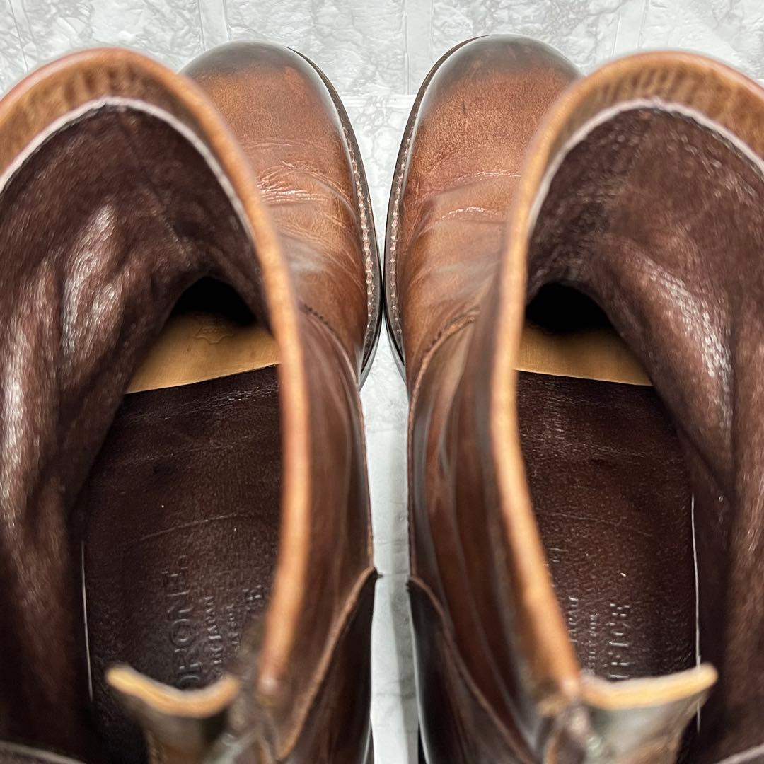 【美品】PADRONE ペコスブーツ　茶芯　本革　バックジップ　25.5㎝