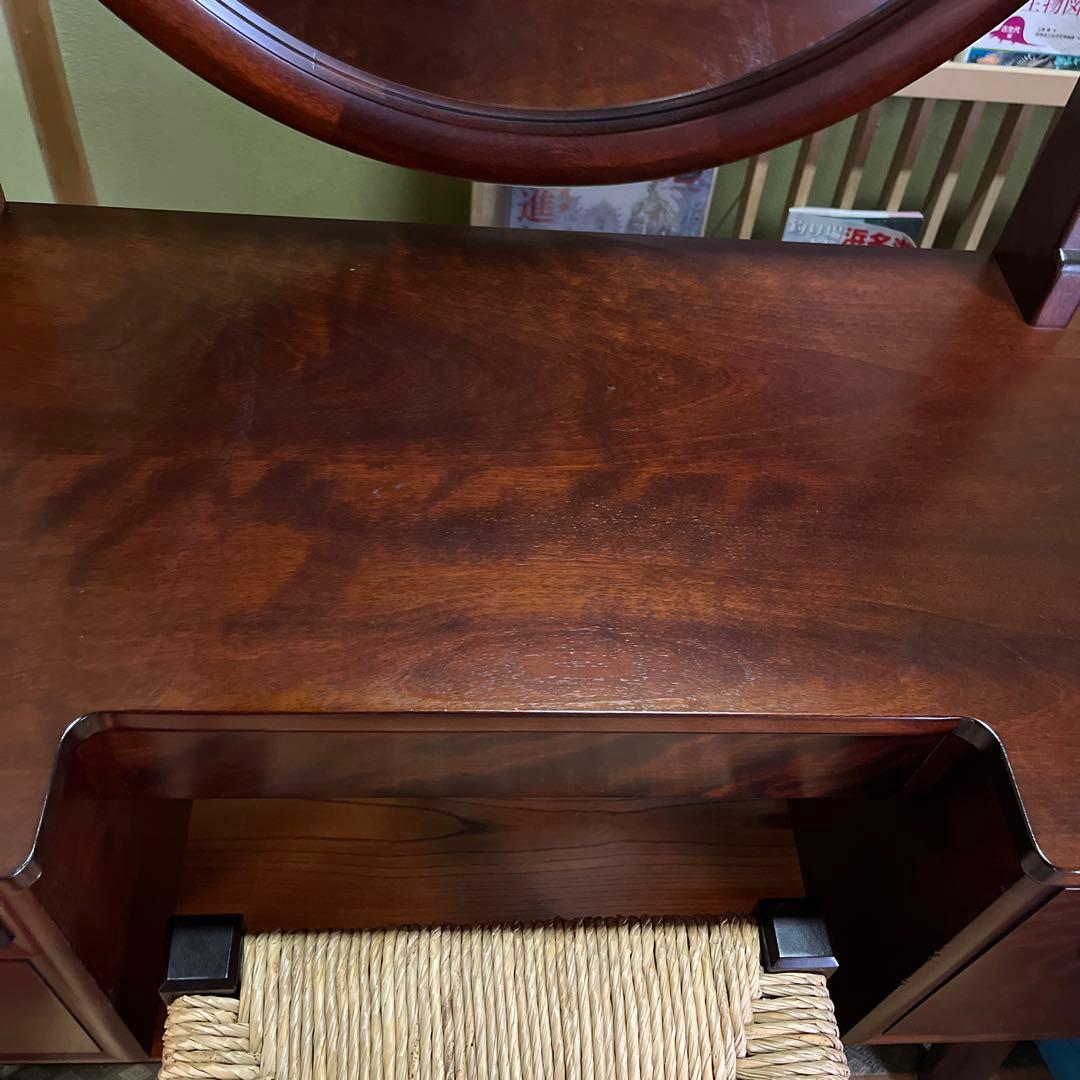 特丸型一面鏡　ドレッサーと椅子　松本民芸家具　鏡台