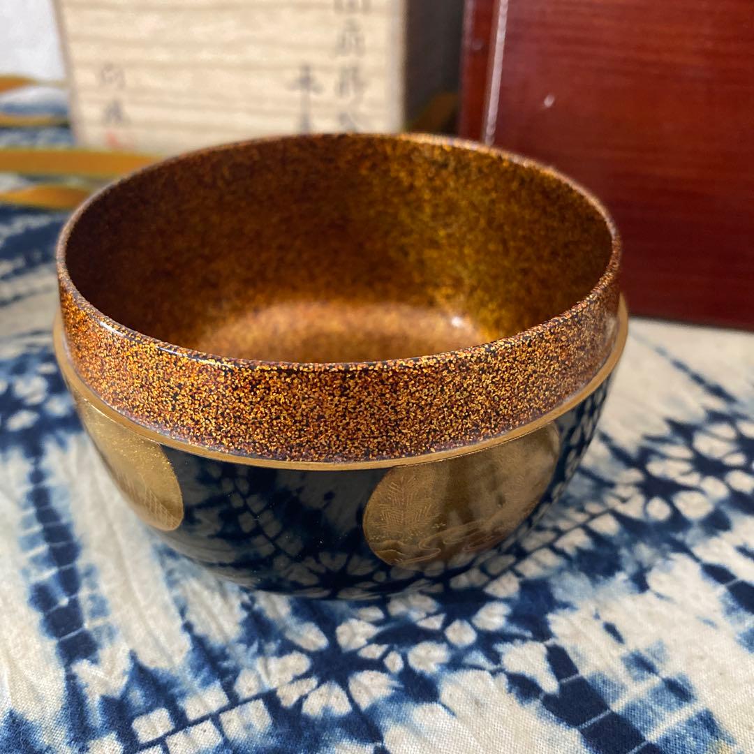 向陽　団扇蒔絵平棗　二重箱　茶道具