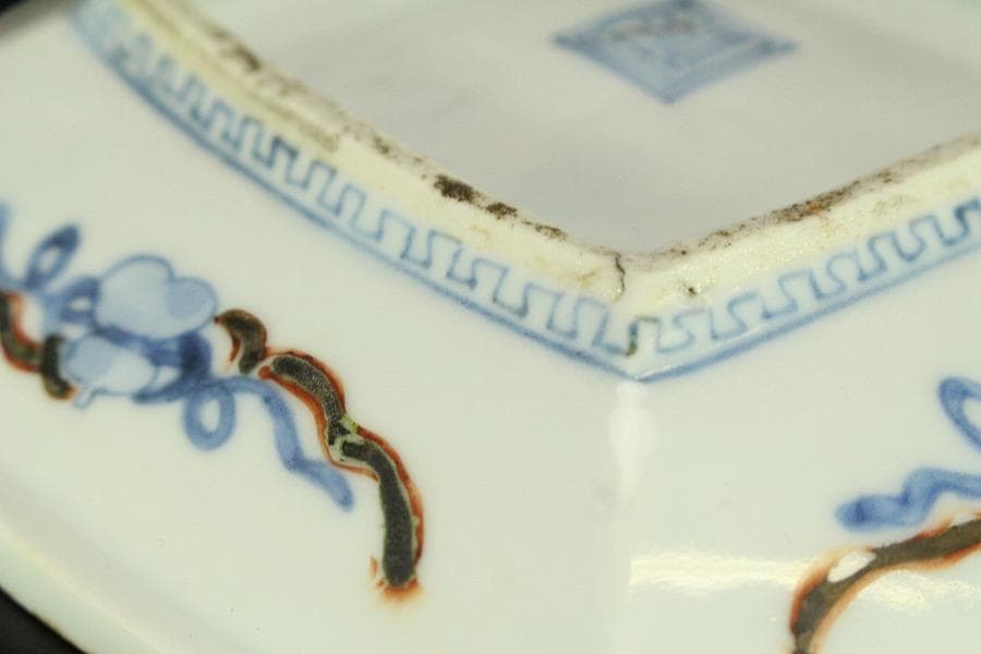 古九谷 四方 皿 うぶ出し 小皿 参考品(ZE576)