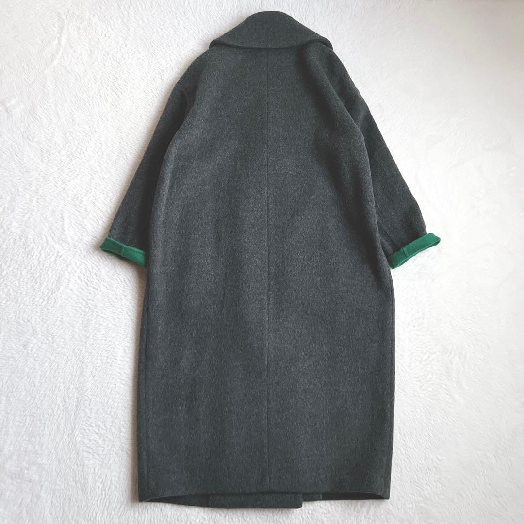 美品✨エンフォルド ウール リバーコート チェスター コクーン グレー×グリーン