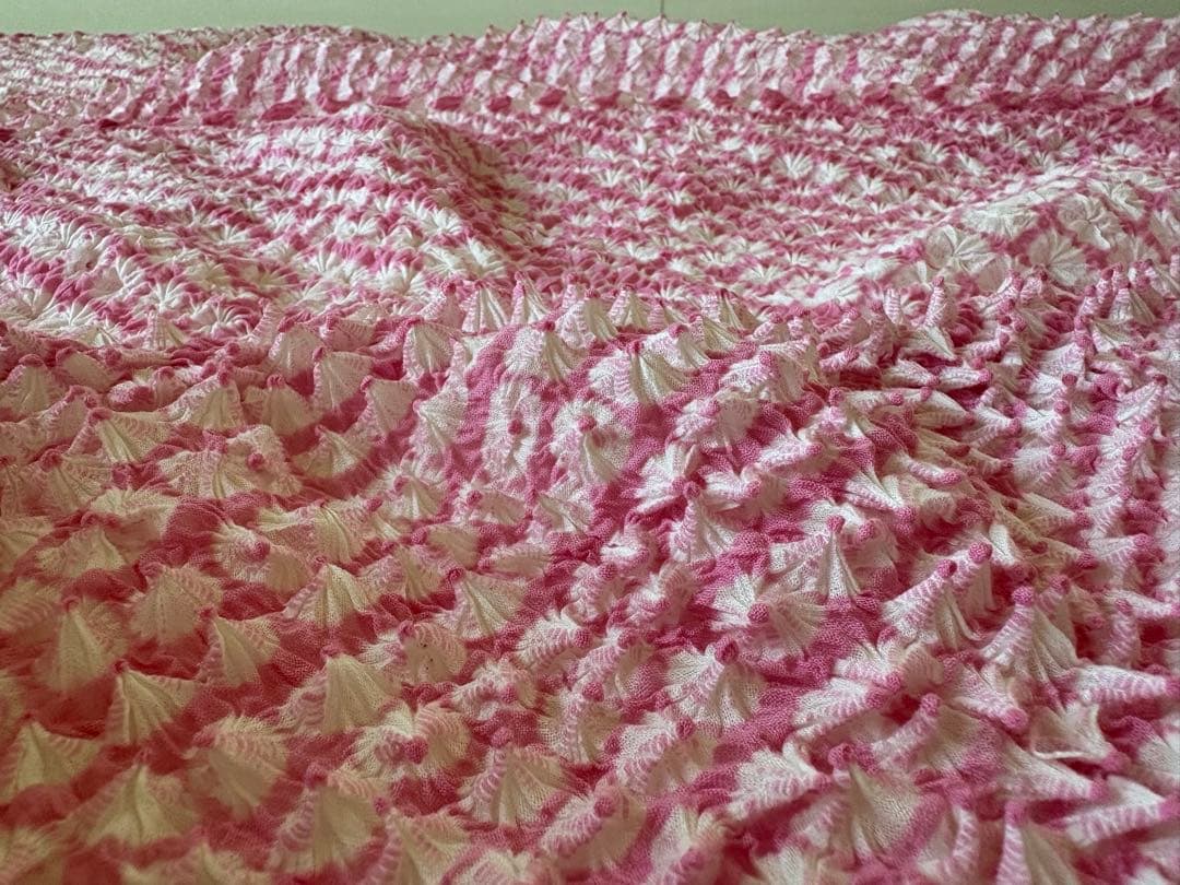 有松絞り　反物　レア色　ピンク