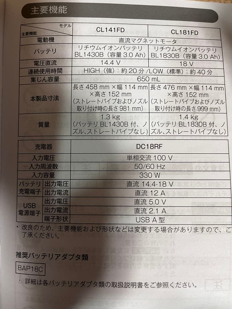 Makita マキタ バッテリ、充電器付CL181FDRF W 充電式クリーナー