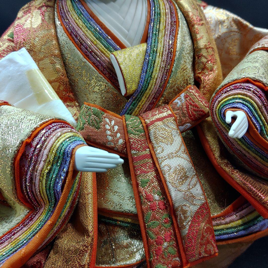 雛人形 京雛新王 平安 光寛作 特上七番 本帯地 正絹着物 未使用品