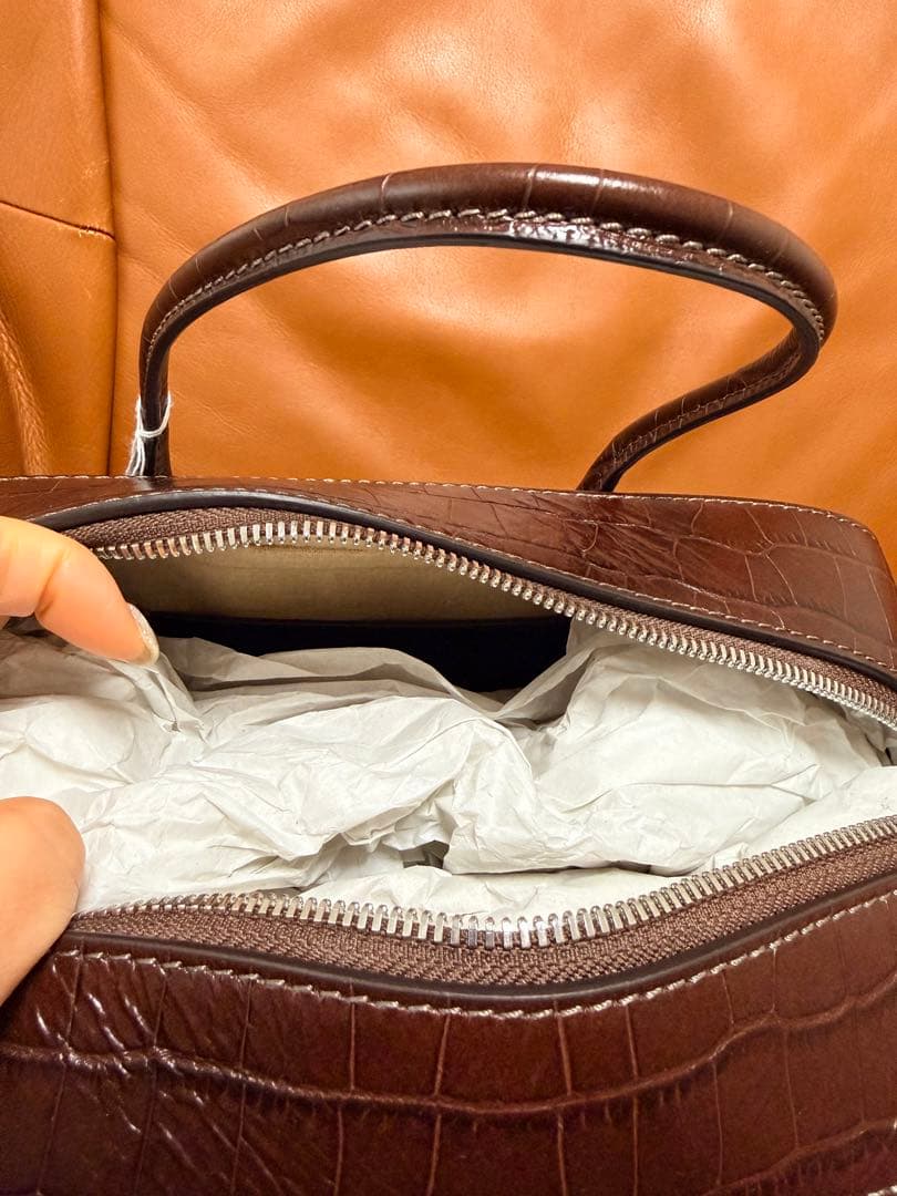 【新品未使用】MAISON CANAU ボックスボストンバッグＭ　ブラウン