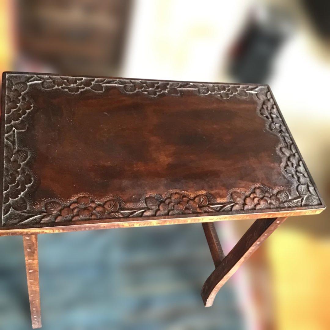 アンティーク軽井沢彫り　櫻 花台　家具　収納