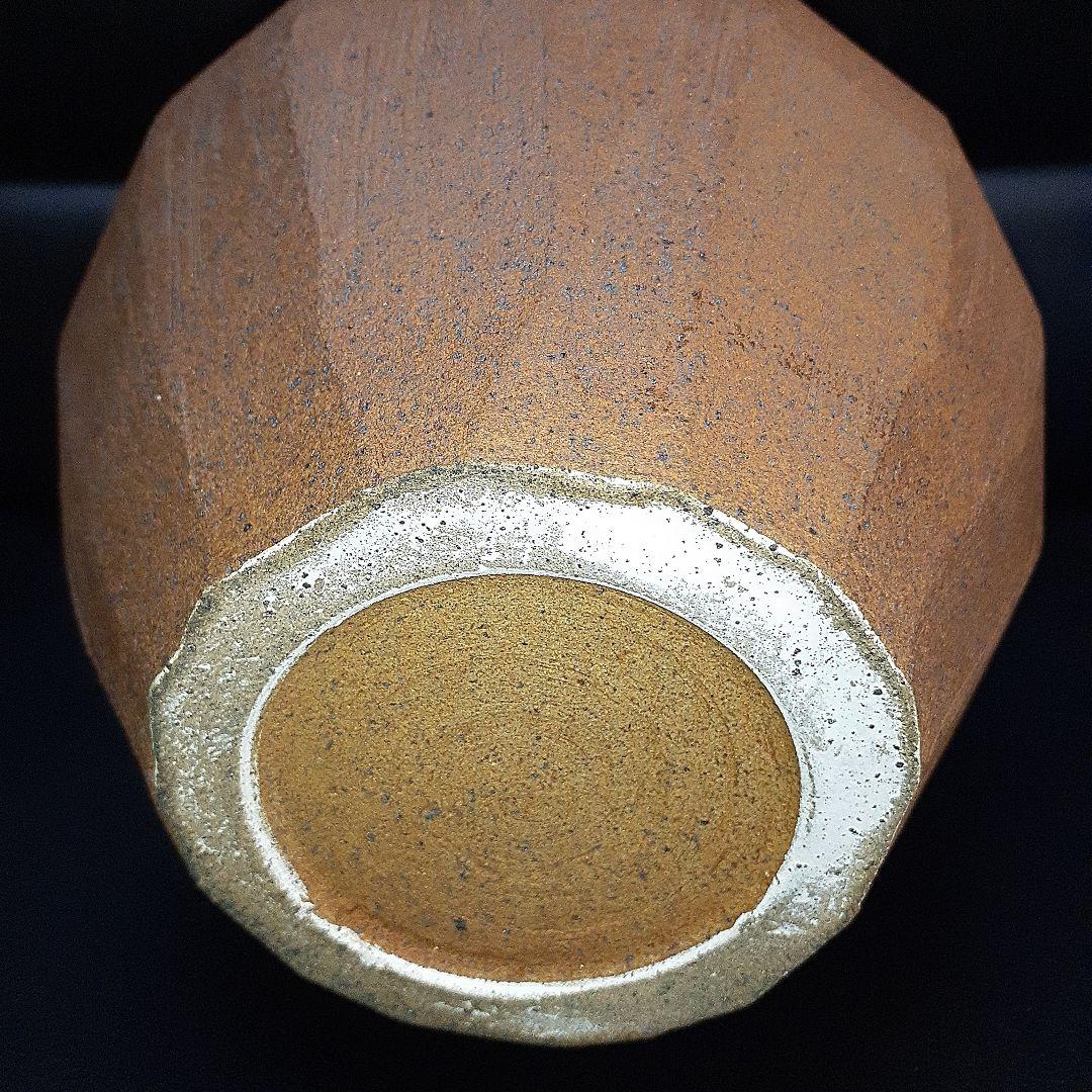 出西窯花瓶　面取り　希少花瓶　新品未使用　茶系　#出西窯 #昭和