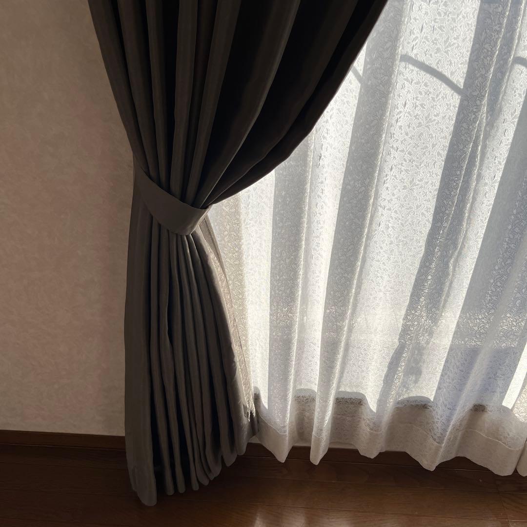 【美品】❤️ドレープカーテン遮光 遮熱1級カーテン オーダーカーテン ブラウン系