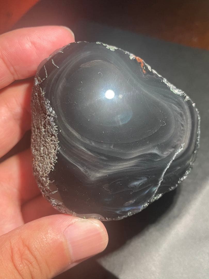 研磨済　十勝石玲瓏　マホガニーオブシディアン　オーロラ系模様