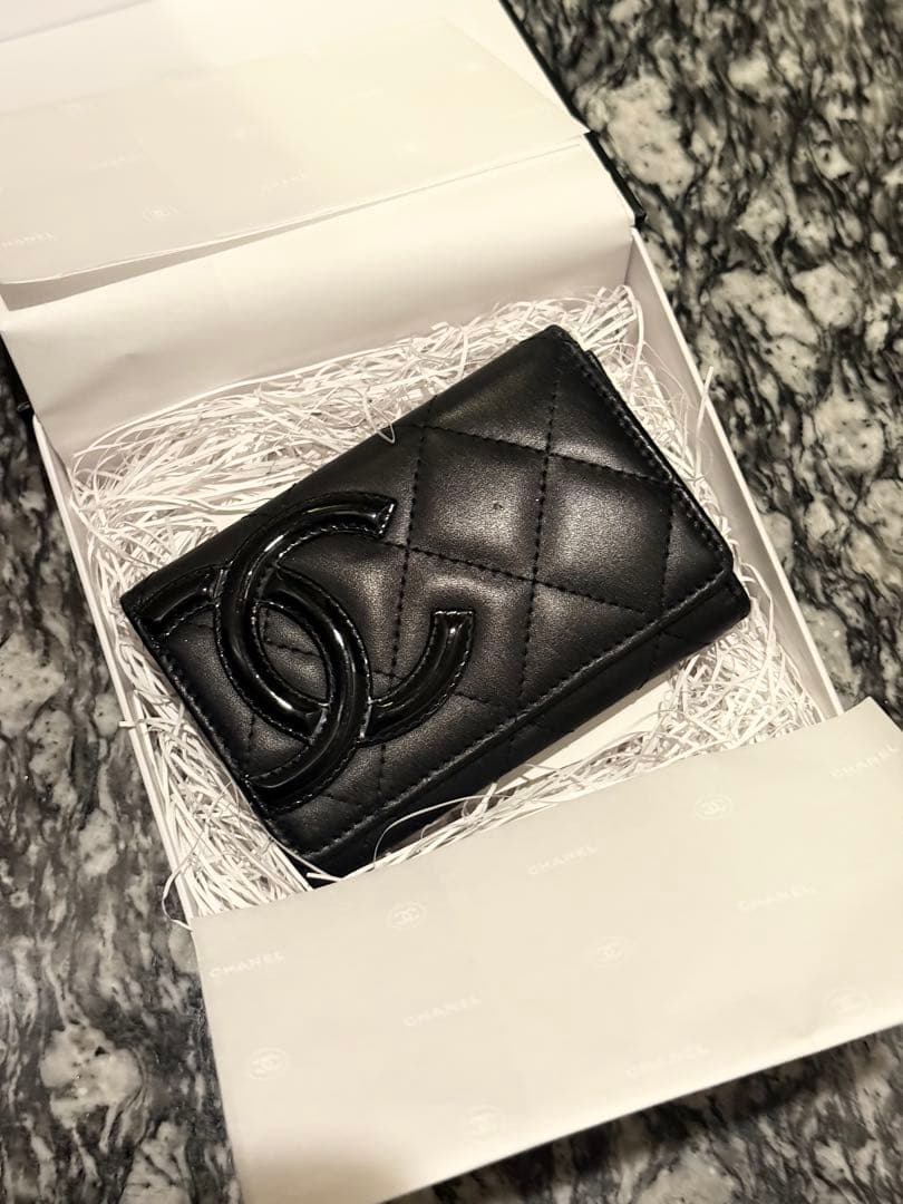 【美品】CHANEL ブラック カンボンライン 名刺入れ