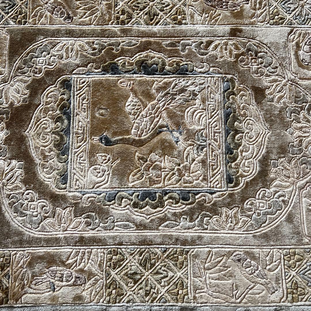 お値下げ！エクセルヒューマン　中国美術緞通シルク100%玄関マット