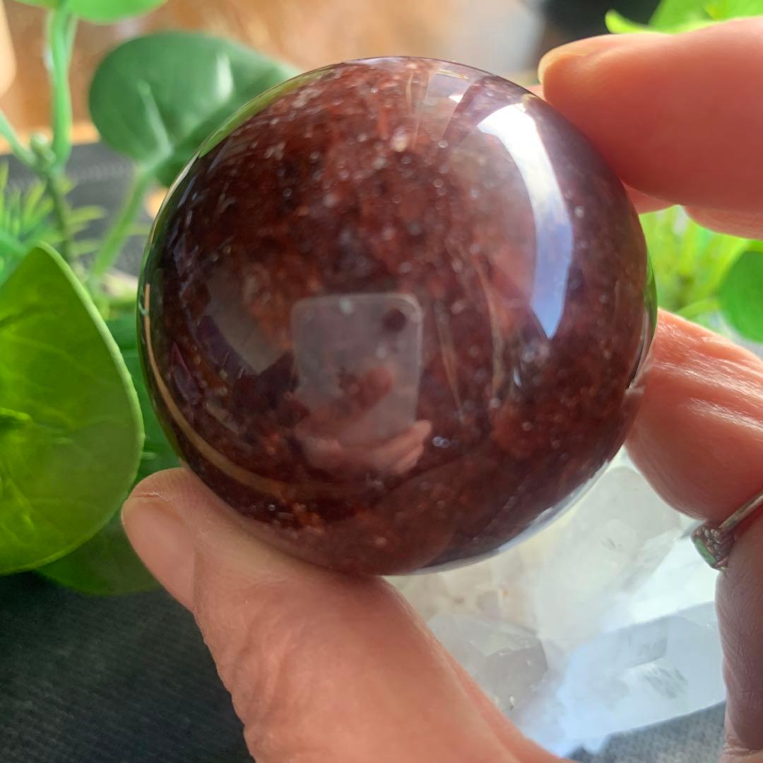 サンストーンスフィア約46.4mm オレンジブラウン　天然石置物