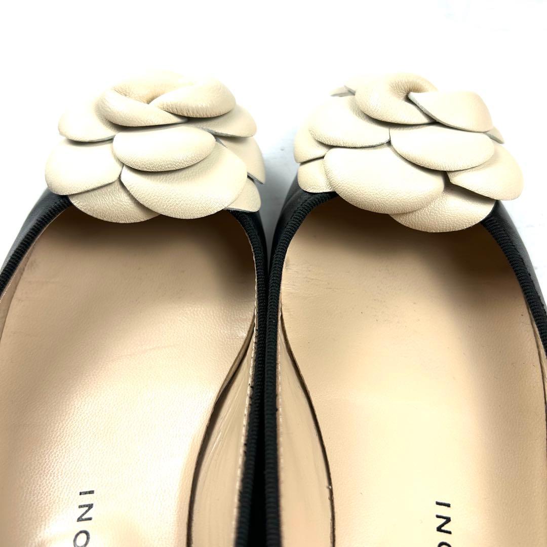 美品　FABIO RUSCONI ラウンドトウカメリアバレエシューズ　36