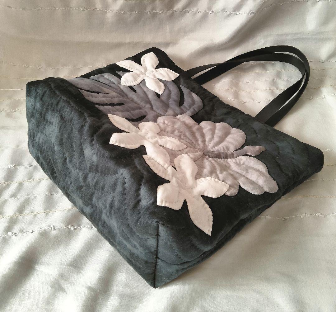 ☆269.ハワイアンキルト・バッグ・ハイビスカス＆ティアレ＆モンステラ