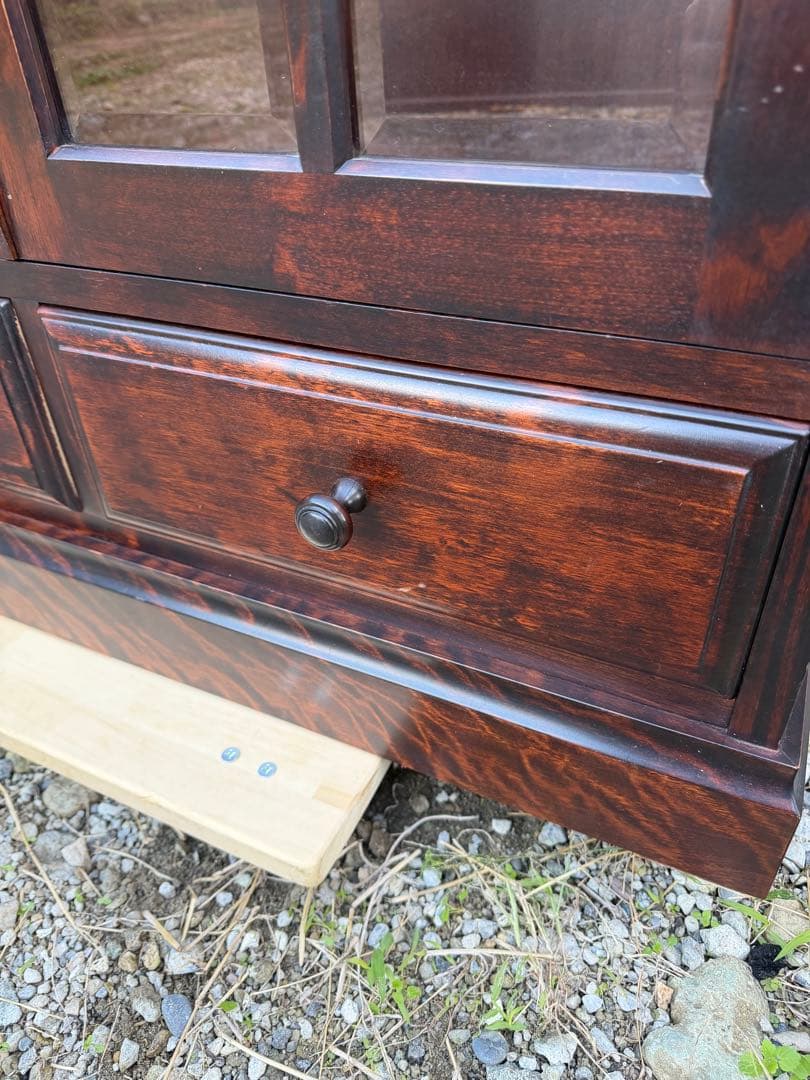 書棚 900 ふらの 観音開き 樺材 北海道民芸家具 ダークブラウン