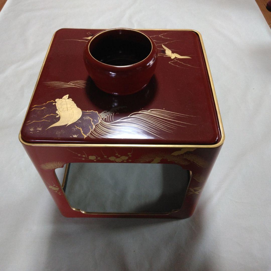 木製九つ重ね杯　本金蒔絵付