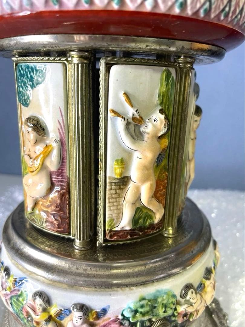 『REUGE』リュージュ　陶器製カラクリ オルゴール　葉巻入れ　アンティーク