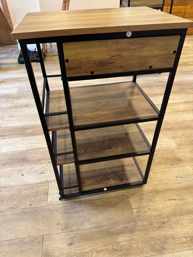 木製スチールキャスター付きラック