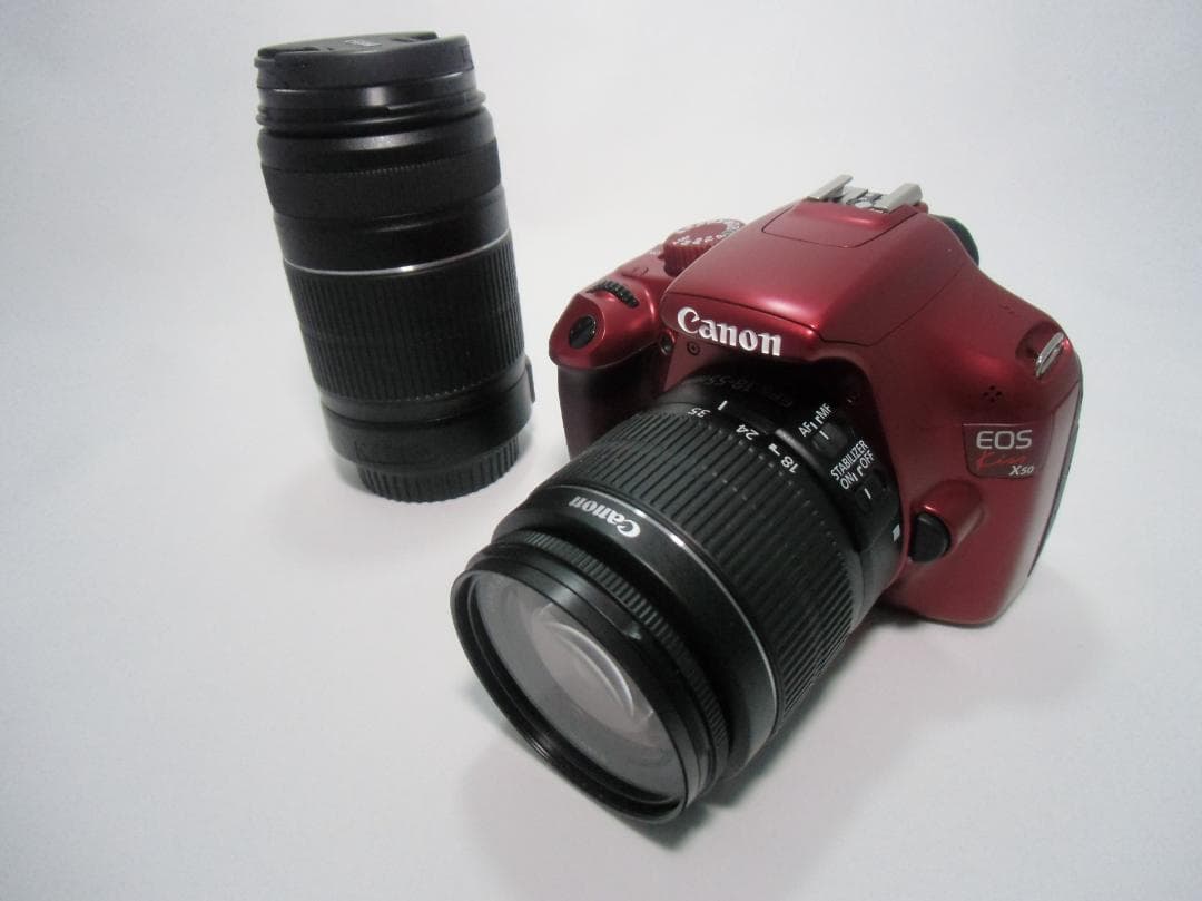 Canon EOS Kiss X50 レッド ダブルズームキット B062