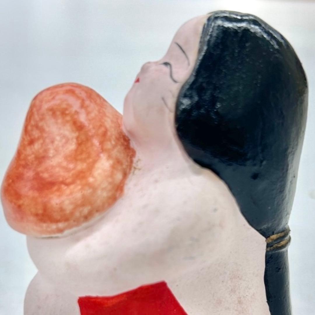 【古玩】昭和初期 郷土玩具 名古屋土人形 松茸おかめ 春画人形　民藝　子孫繁栄