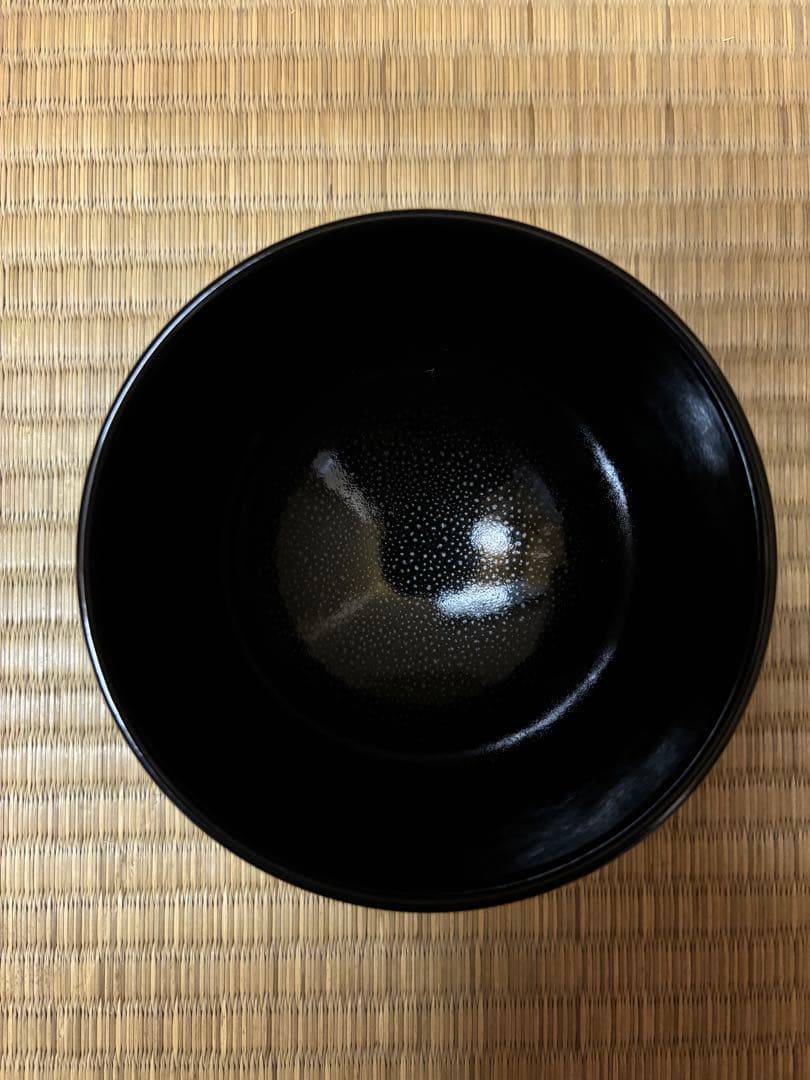 八代　高橋道八　黒釉扇面紙　茶碗　茶道具　京焼　色絵　美品