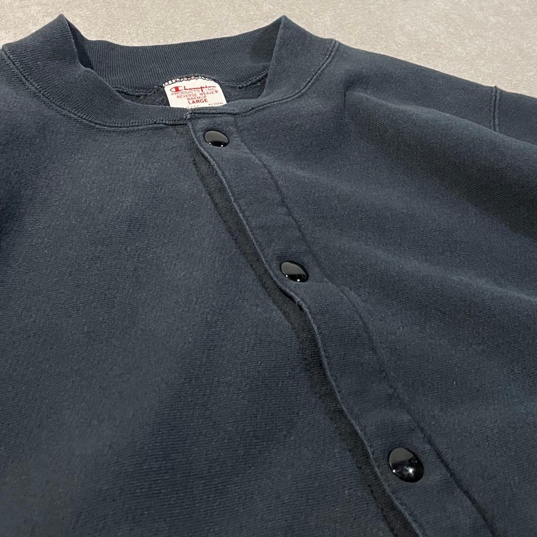 【USA製】Championリバースウィーブスナップカーディガン黒L単色タグ復刻