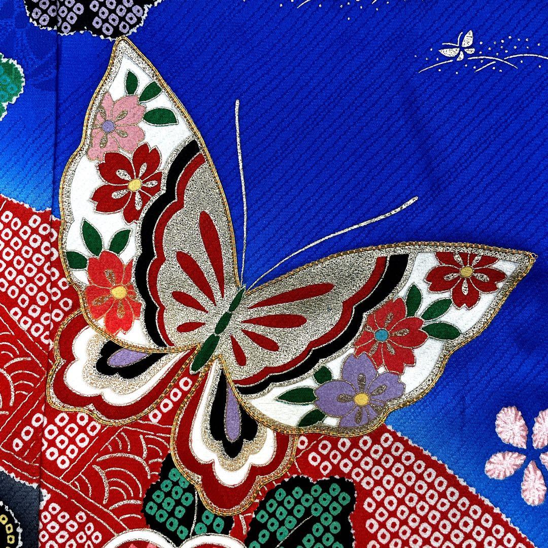 ◎mk-3457　七五三　女の子　着物・襦袢セット　金駒刺繍　　12-15