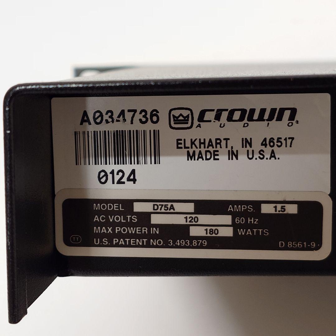 【美品】CROWN D-75A パワーアンプ D75A クラウン