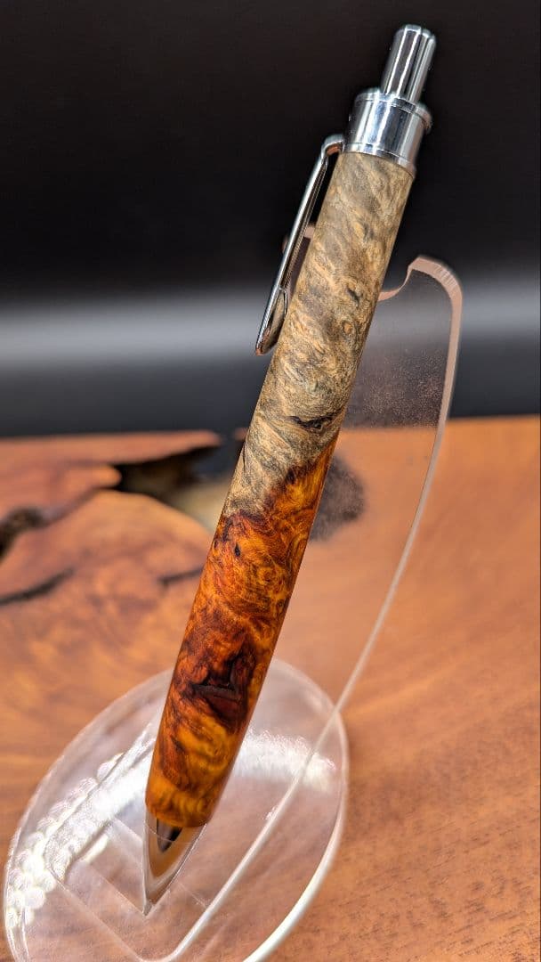 634極上　本花梨　紅白　瘤杢　青瘤　木軸シャーペン　ボールペン