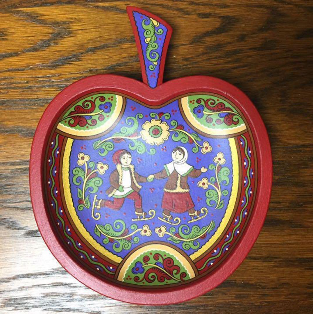 ロシア雑貨☆リンゴ型ミニ飾り皿appleオリガ作マトリョーシカ
