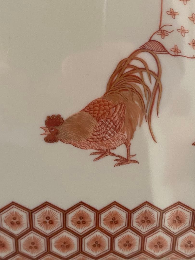 ■福島武山■赤絵九谷焼陶板・陶版画■額装■