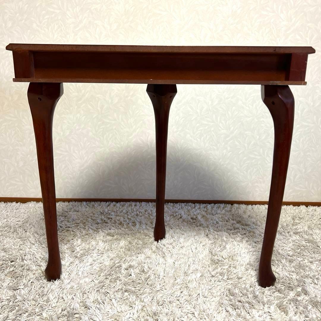 きつねうどん様コンソールテーブル引き出し付き　猫脚ハーフムーン半円花台