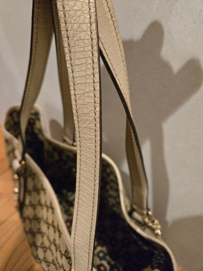 GUCCI GGキャンバス　シェリーライン　トートバッグ　ホワイト