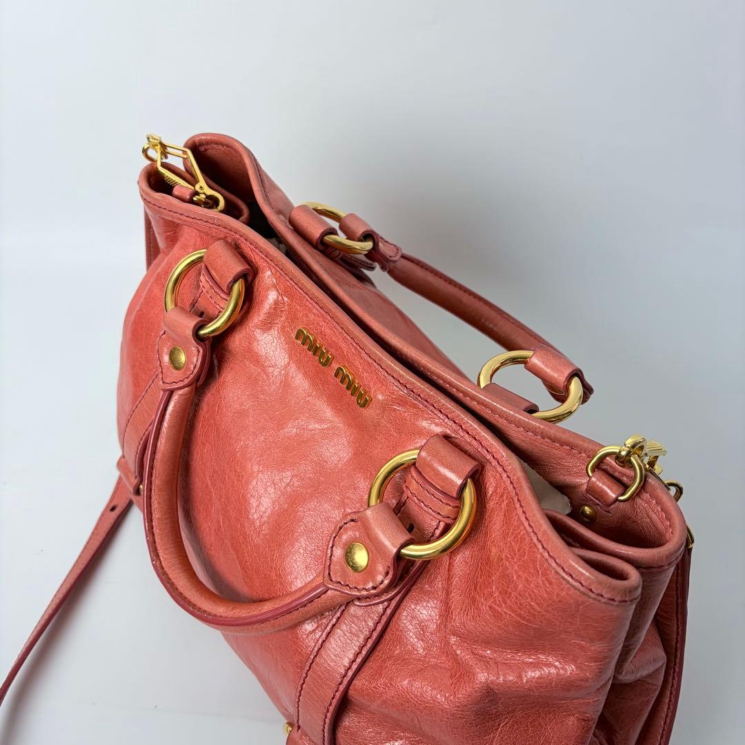 miumiu ミュウミュウ　レザー　2way　ハンドバック ショルダー　ピンク