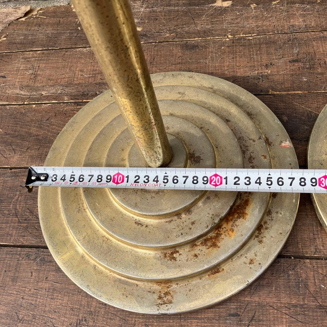 B-2 ②アンティーク パーティションポール 2本セット 真鍮調 ロープ付き