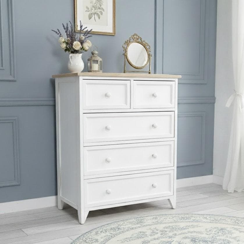 【新品】フレンチシック　ワイドチェスト シャビーホワイト　ガーリー　アウトレット