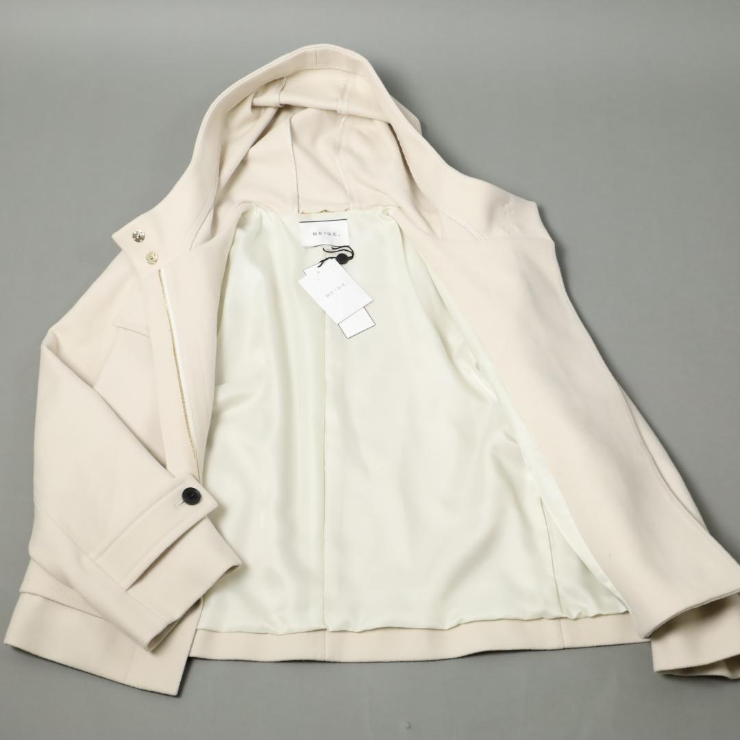 120/352 新品ベイジ ショートコートマフラー