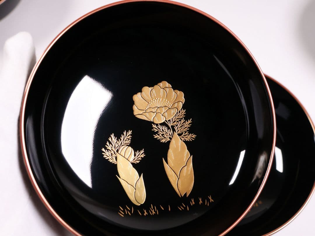依頼品20客まとめ専用【CM380】輪島塗 草花 絵変わり蒔絵煮物椀 光峯 哲舟