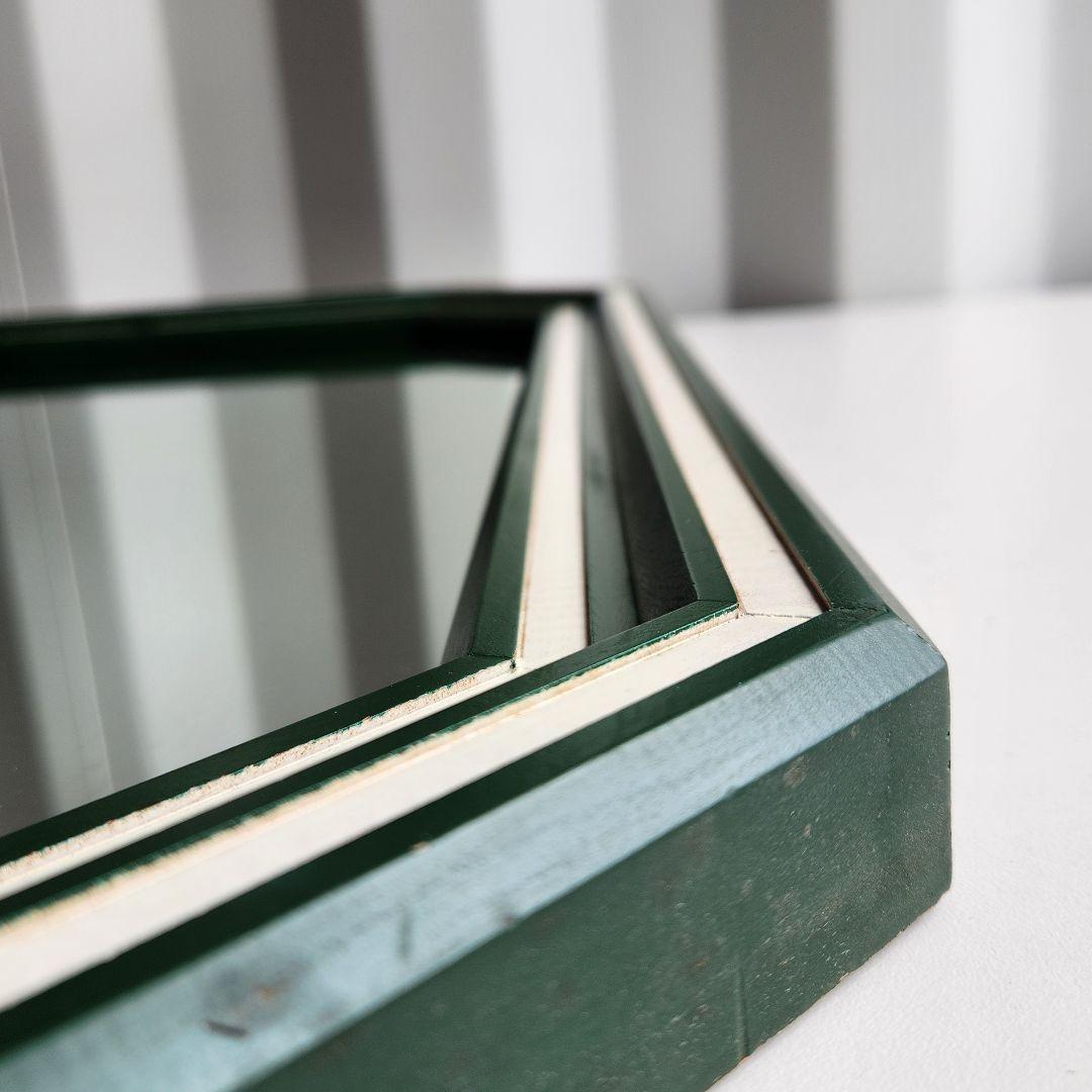 美品 ヴィンテージ　木製フレーム　8角形　ウォールミラー 壁掛け鏡 天然木 鏡