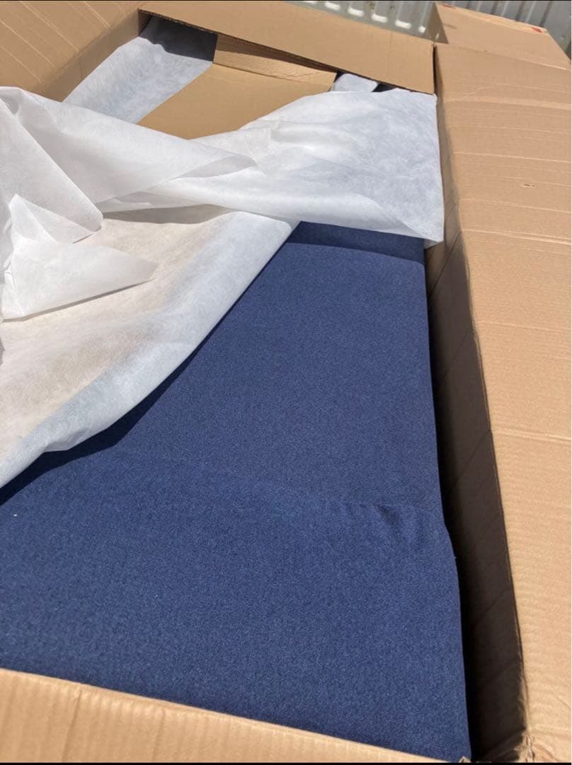 新品未使用　カバーリングモダンデザイン　ローソファ　３人掛け　３P　ネイビー