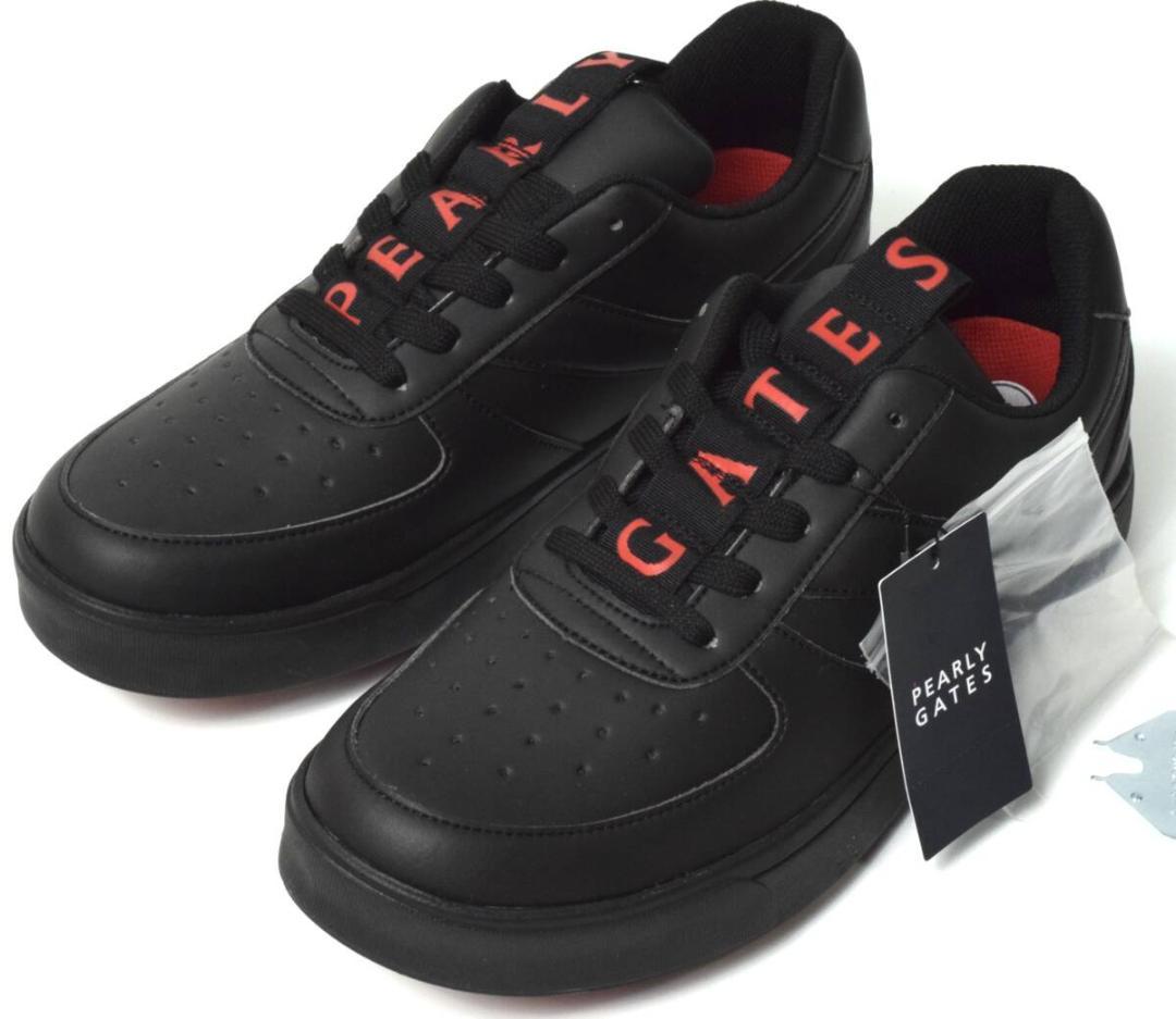 未使用3.5万 パーリーゲイツ ゴルフシューズ 27.5 メゾンロゴ柄 メンズ