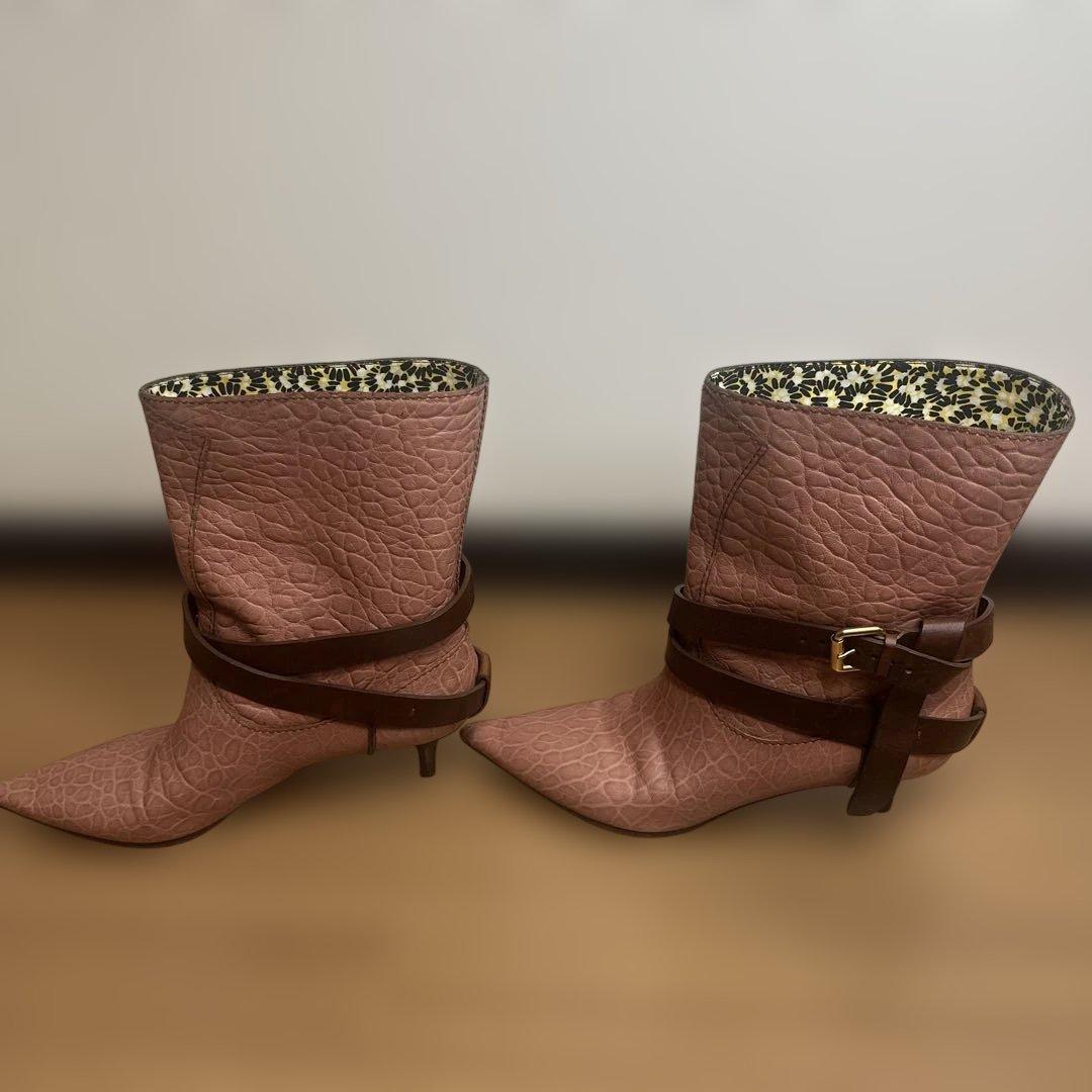 た*き様 LOUIS VUITTON ピンク レザー ブーティ　ヒール　37