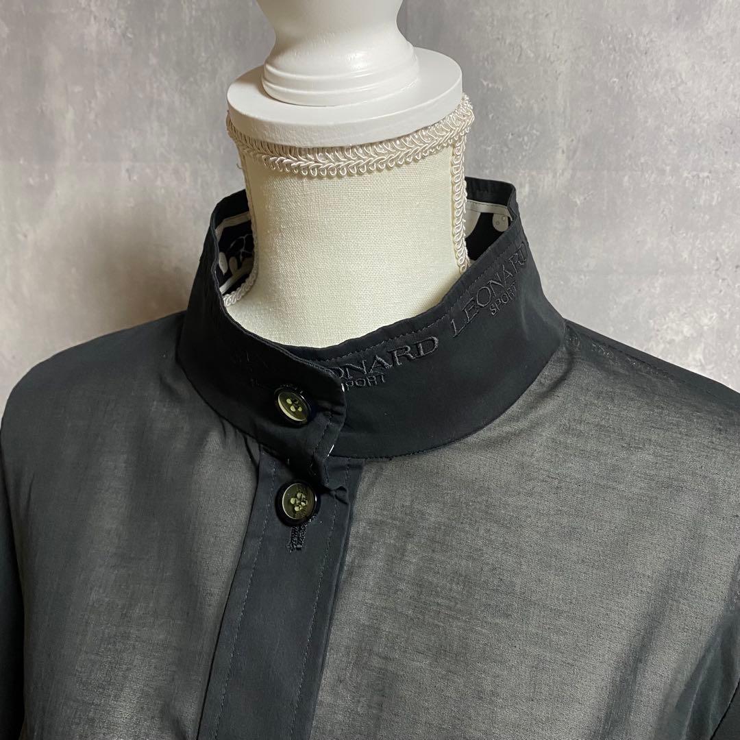 LEONARD SPORT スタンドカラー コート シアー素材 黒 L