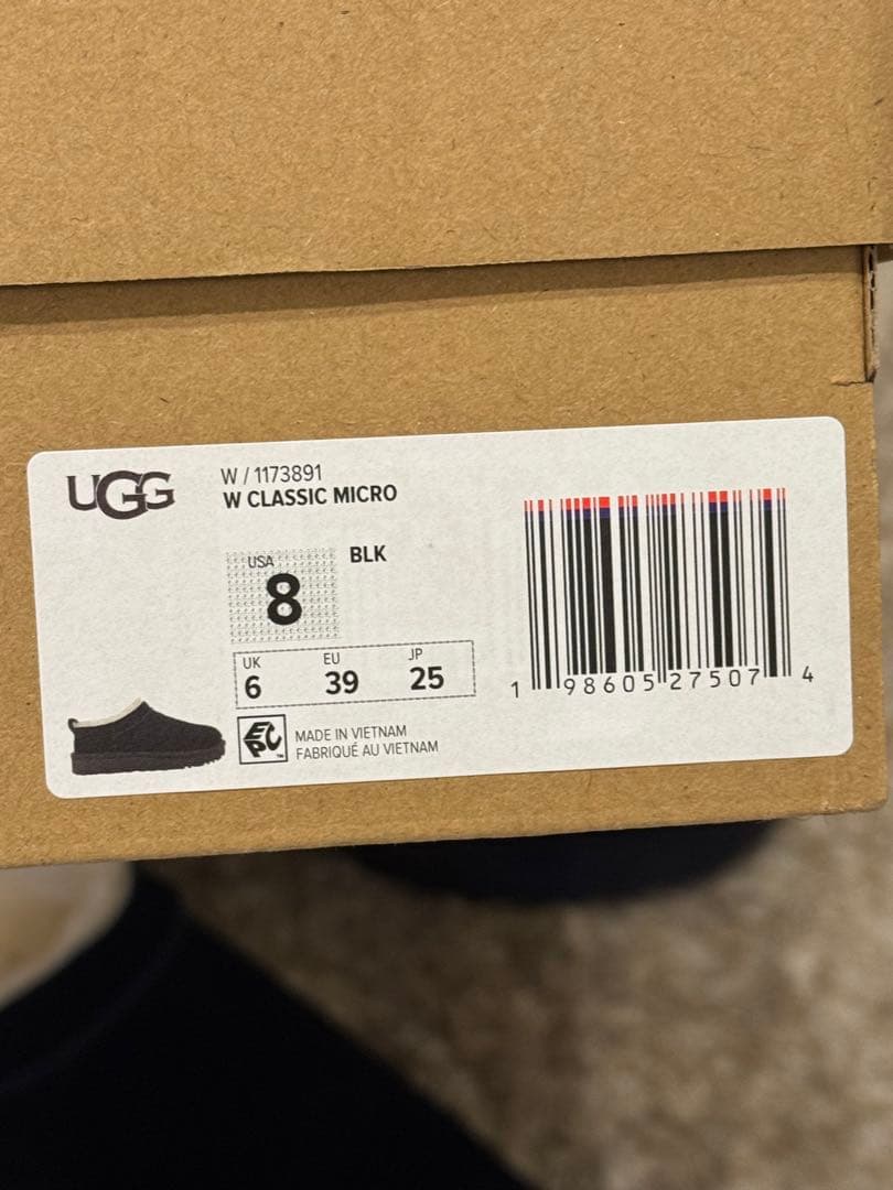 靴 UGG CLASSIC MICRO Black 25cm